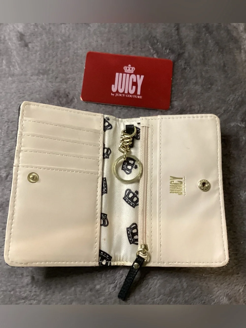Juicy Couture Black & Cream Logo Fold Wallet